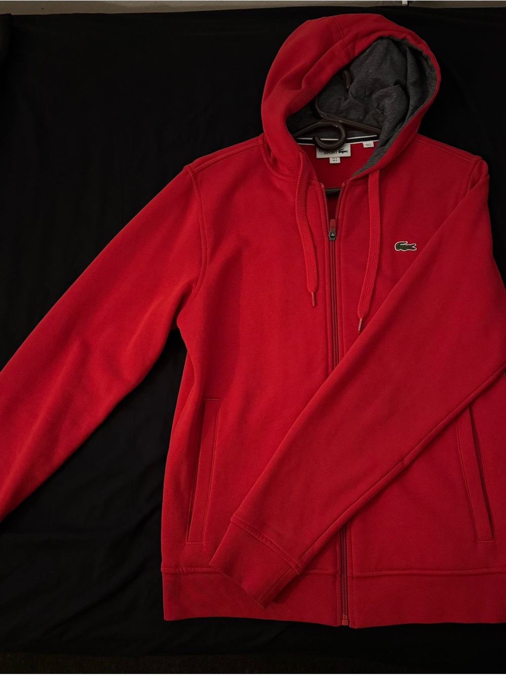 Lacoste Men’s Red Zip-Up Hoodie with Contrast Hood Lining